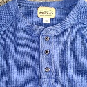 Roebuck &‎ Co. Blue Waffle Knit Shirt